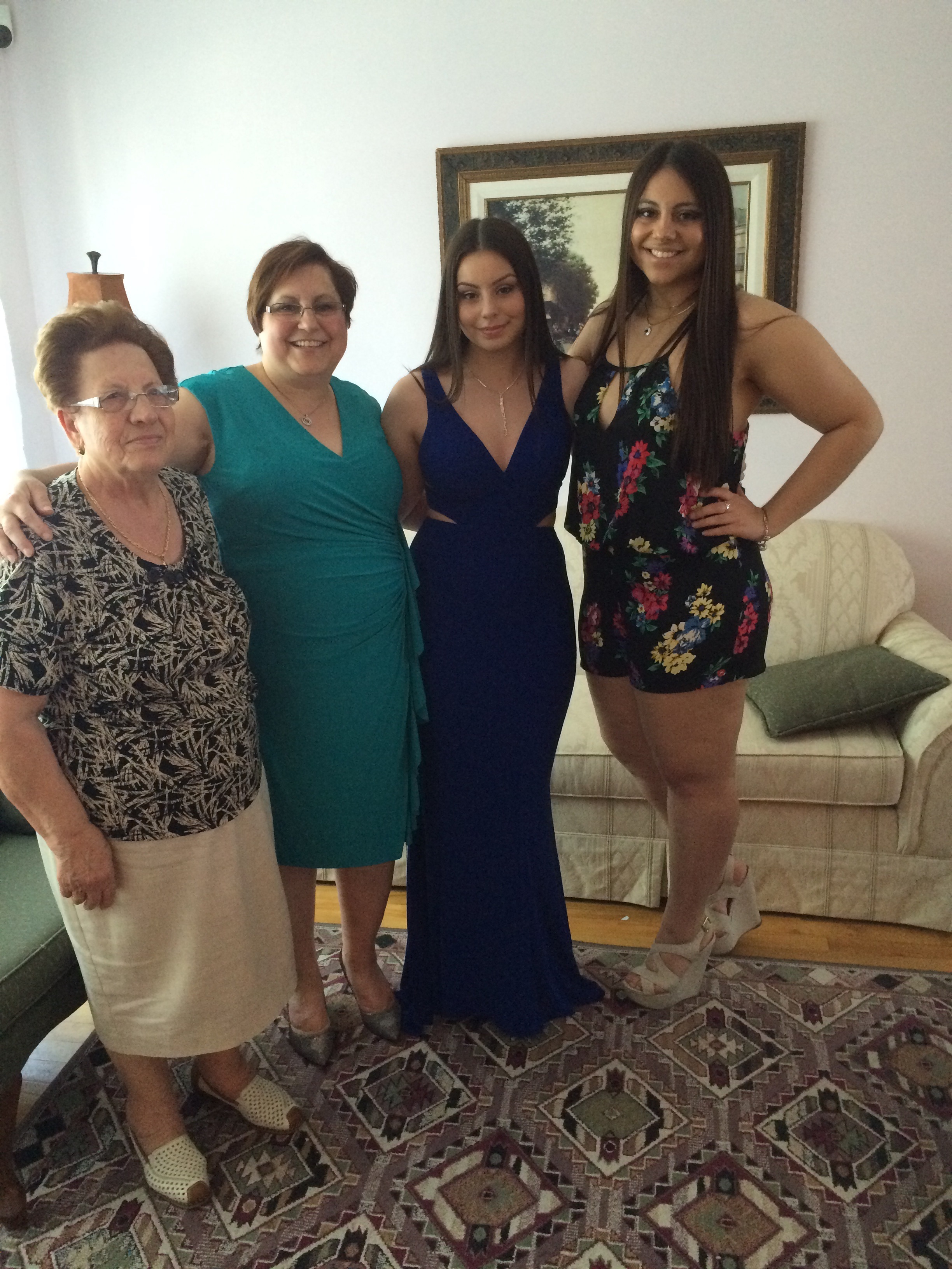 photograph of my grandmother, mother, sister and I at before my prom